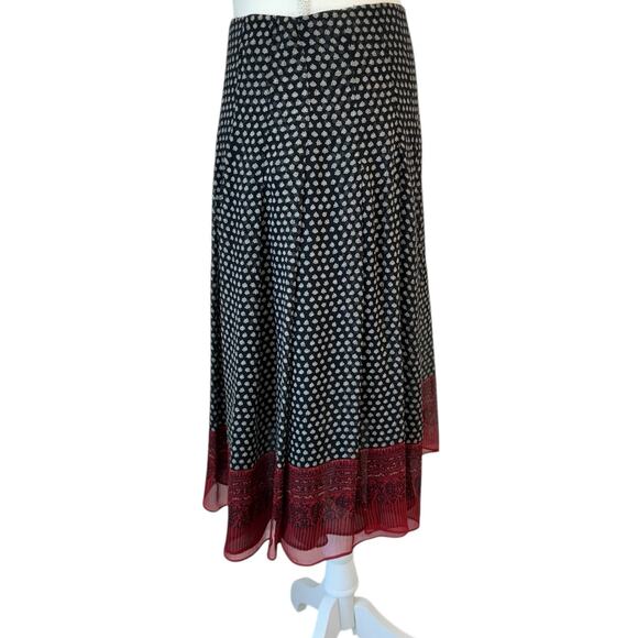 ANNE KLEIN Skirt Womens 4 Black Red Vintage Pleated Silk Chiffon Delicate - Picture 3 of 10